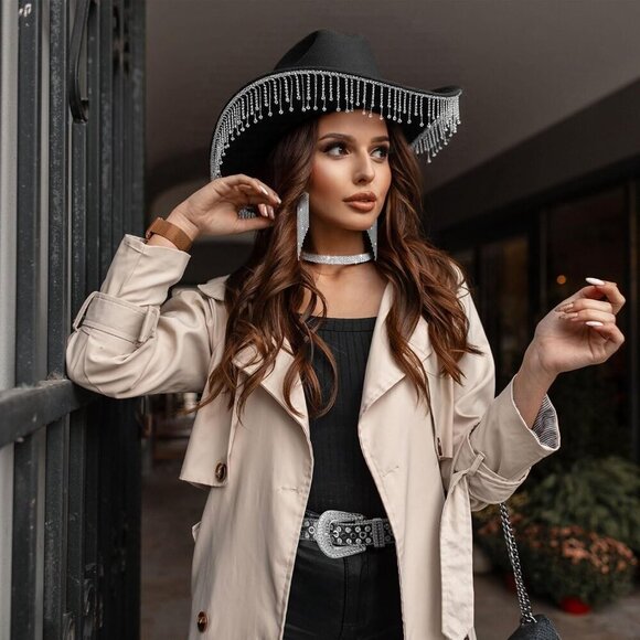 Cowgirl Hat Rhinestones Jewelry Set Western Party Accessory for Women main image 4